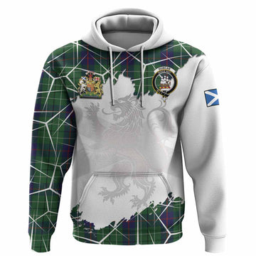 Duncan Tartan Hoodie with Family Crest and Lion Rampant Grunge Style