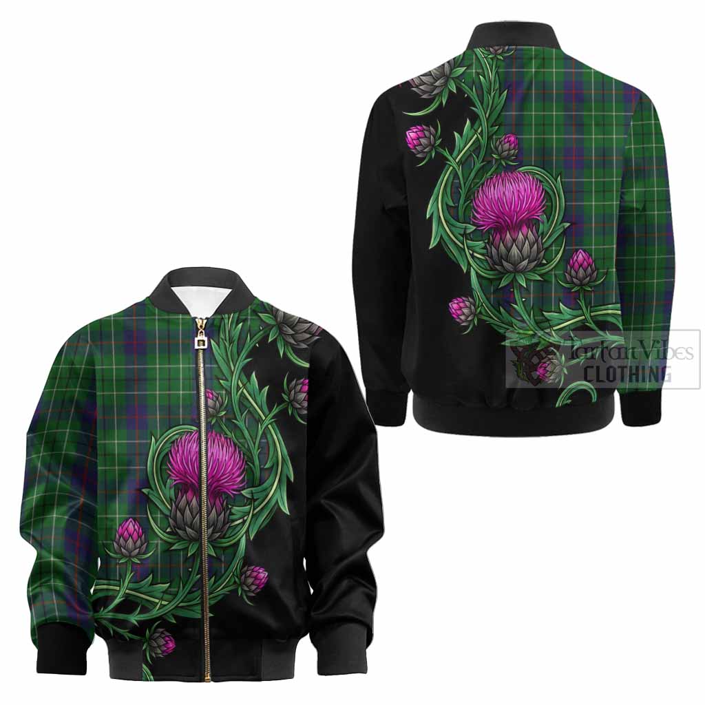 Duncan Tartan Kid Bomber Jacket Resilient Scottish Thistle - Tartan Vibes Clothing