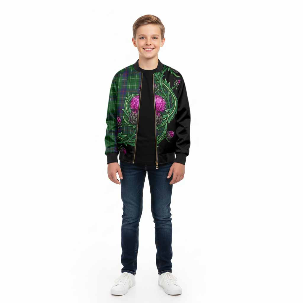 Duncan Tartan Kid Bomber Jacket Resilient Scottish Thistle - Tartan Vibes Clothing