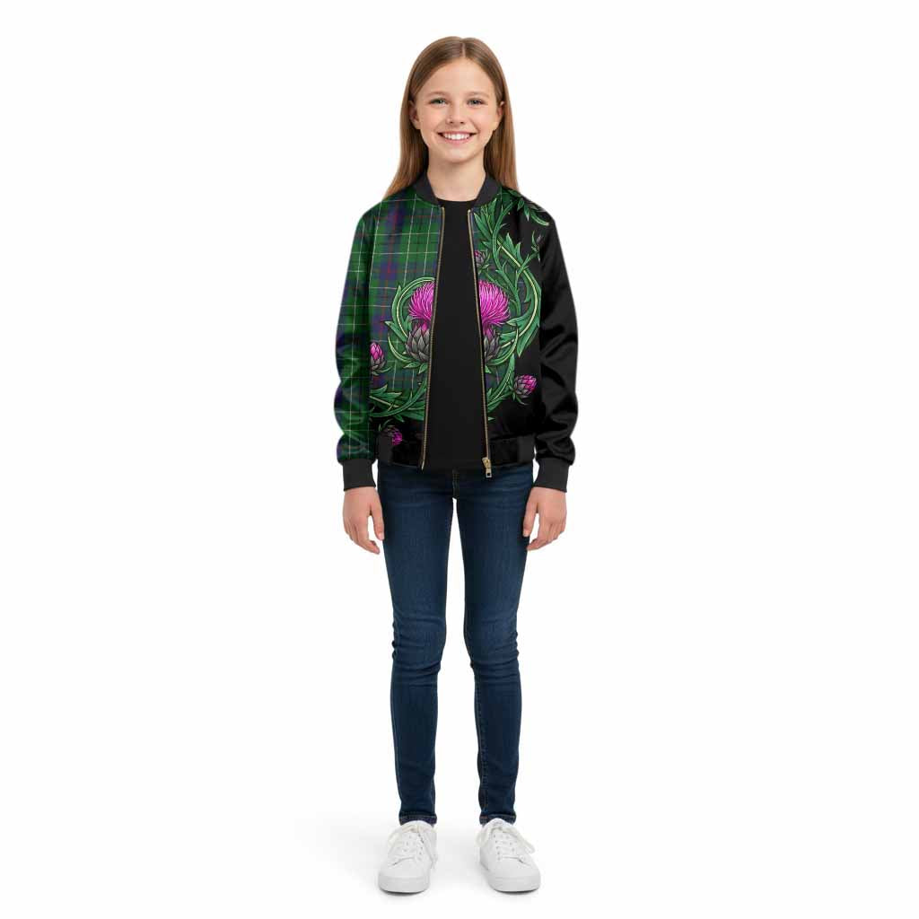 Duncan Tartan Kid Bomber Jacket Resilient Scottish Thistle - Tartan Vibes Clothing