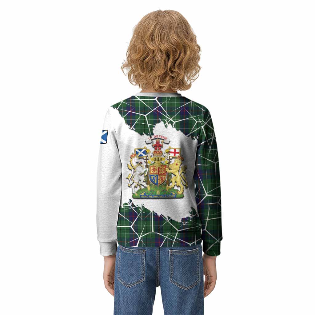 Duncan Tartan Kid Knitted Sweatshirt with Family Crest and Lion Rampant Grunge Style