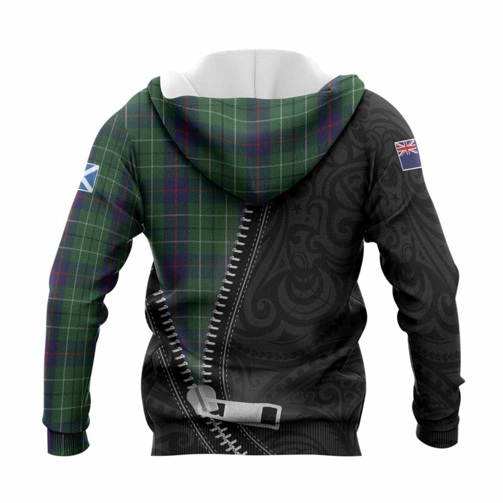 Duncan Tartan Knitted Hoodie New Zealand Pattern Unique Zipper Stylized