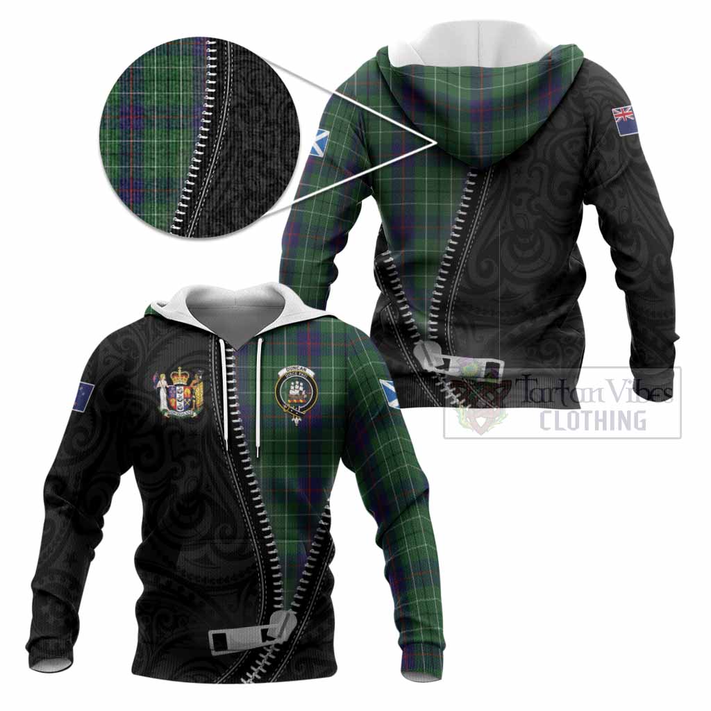 Duncan Tartan Knitted Hoodie New Zealand Pattern Unique Zipper Stylized
