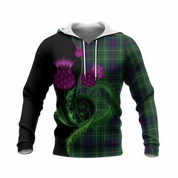 Duncan Tartan Knitted Hoodie Traditional Scottish Thistle