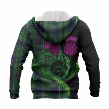 Duncan Tartan Knitted Hoodie Traditional Scottish Thistle