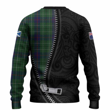 Duncan Tartan Knitted Sweater New Zealand Pattern Unique Zipper Stylized