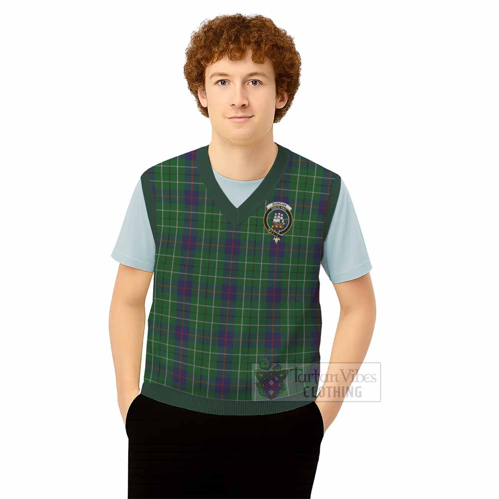 Duncan Tartan Knitted V-Neck Vest with Family Crest - Tartan Vibes Clothing