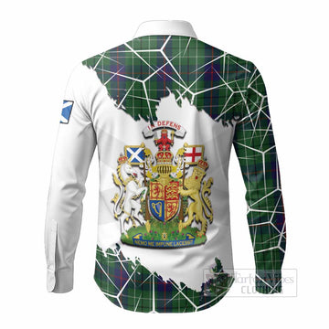 Duncan Tartan Long Sleeve Button Shirts with Family Crest and Lion Rampant Grunge Style
