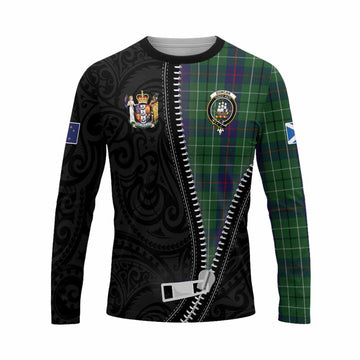 Duncan Tartan Long Sleeve T-Shirt New Zealand Pattern Unique Zipper Stylized