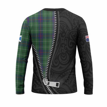 Duncan Tartan Long Sleeve T-Shirt New Zealand Pattern Unique Zipper Stylized