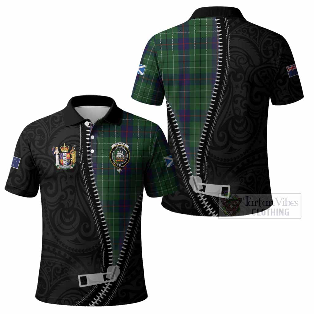 Duncan Tartan Polo Shirt New Zealand Pattern Unique Zipper Stylized