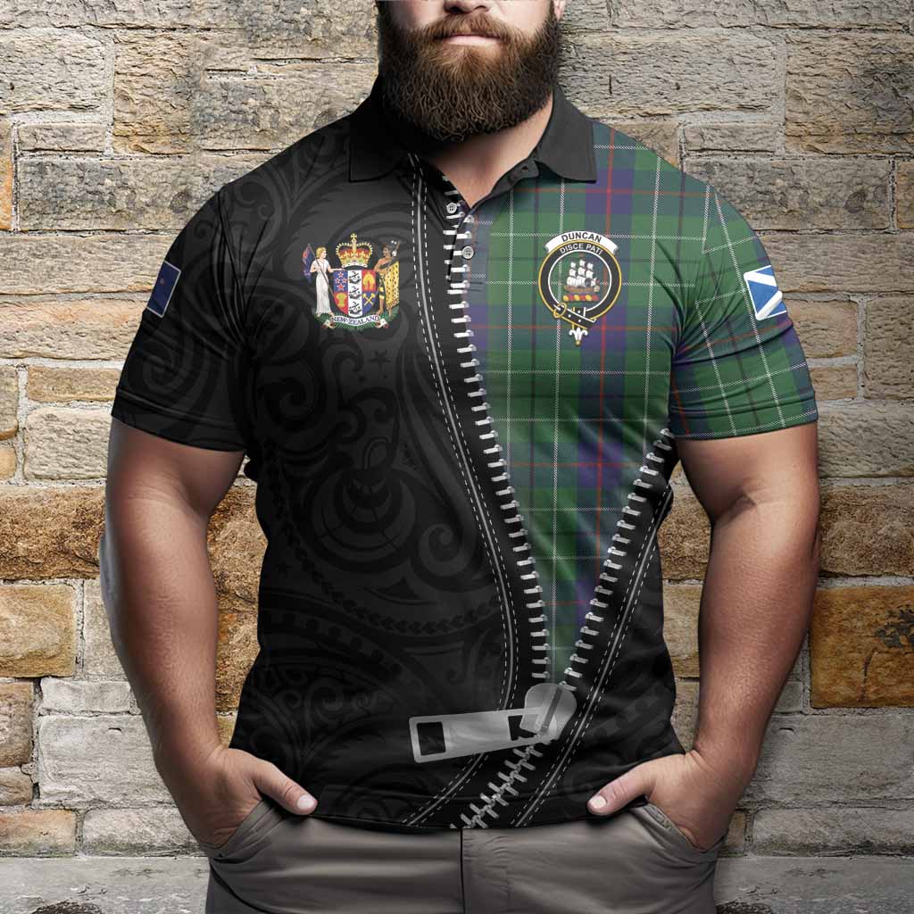 Duncan Tartan Polo Shirt New Zealand Pattern Unique Zipper Stylized