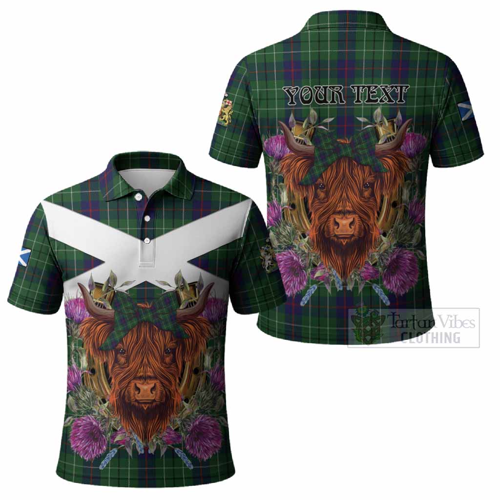Duncan Tartan Polo Shirt Scottish Thistle Heilan Coo