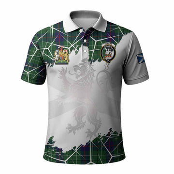 Duncan Tartan Polo Shirt with Family Crest and Lion Rampant Grunge Style