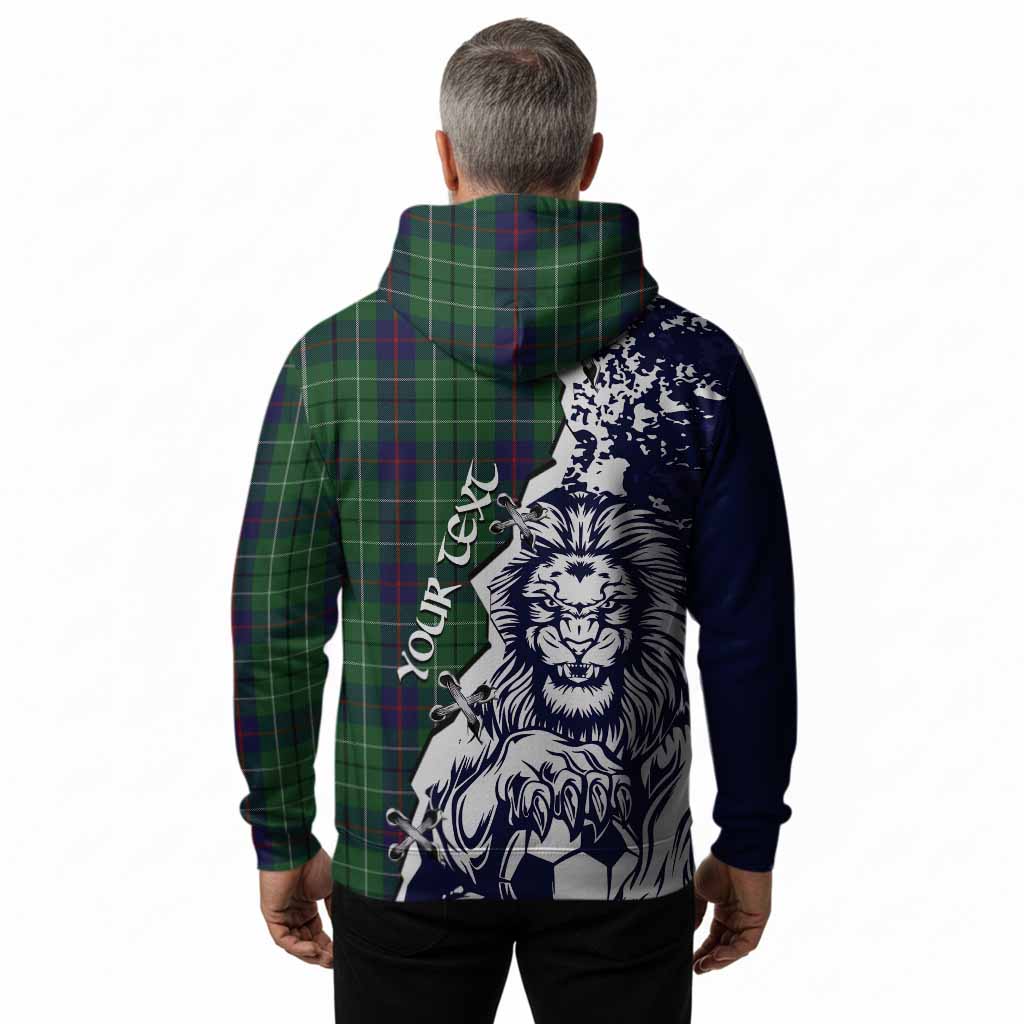 Duncan Tartan Scottish Hoodie Angry Lion With Soccer Ball Style