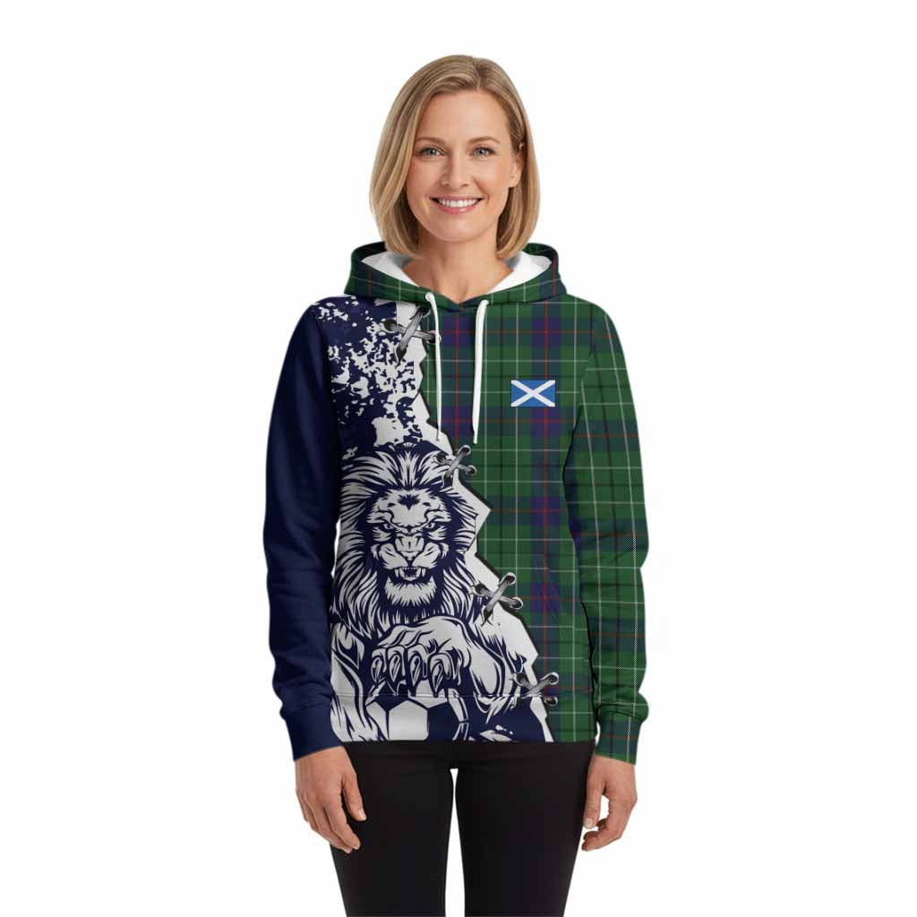 Duncan Tartan Scottish Hoodie Angry Lion With Soccer Ball Style