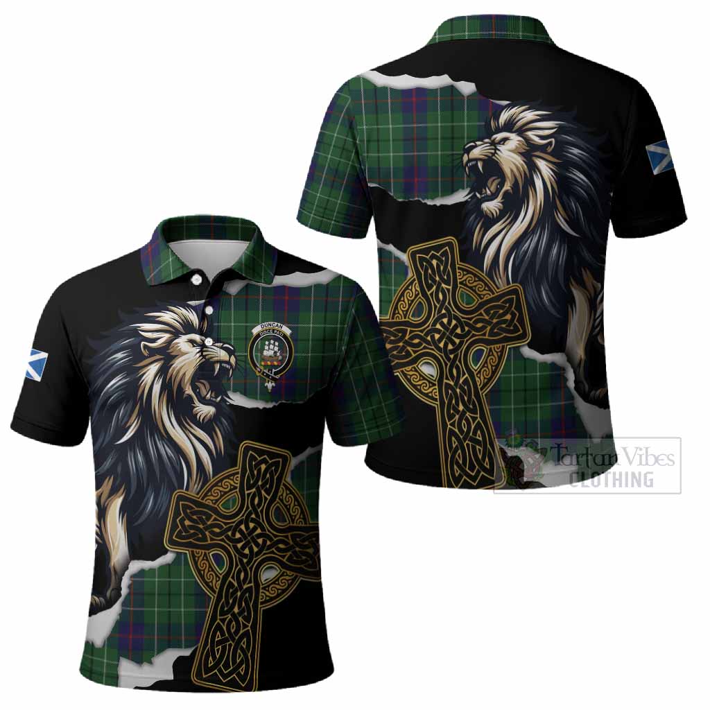 Duncan Tartan Scottish Polo Shirt Lion Celtic Heritage