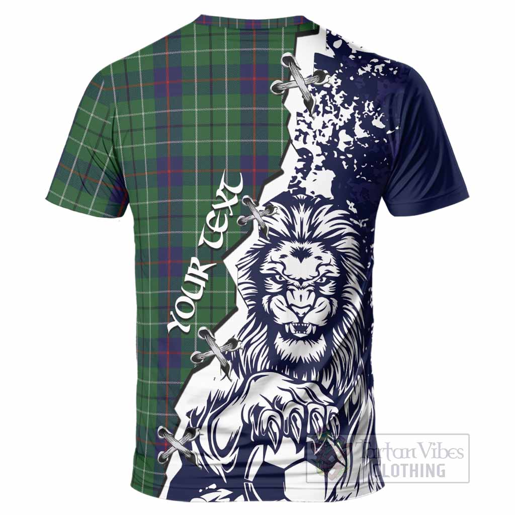 Duncan Tartan Scottish T-Shirt Angry Lion With Soccer Ball Style