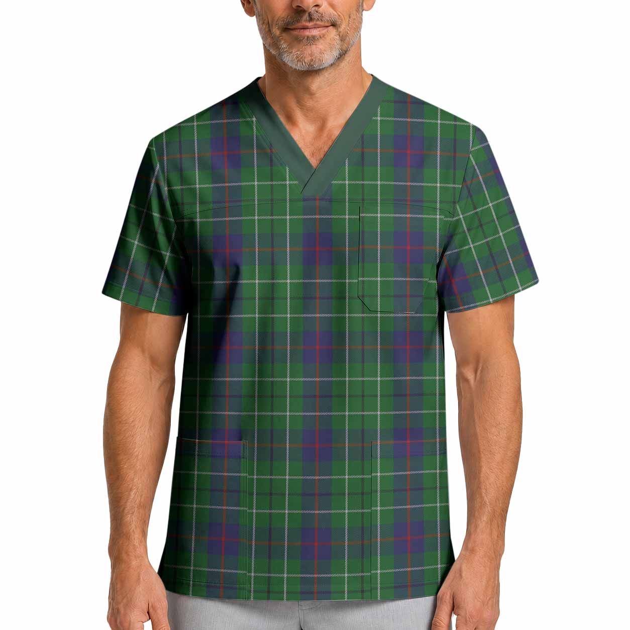 Duncan Tartan Scrub Top XL - Tartan Vibes Clothing
