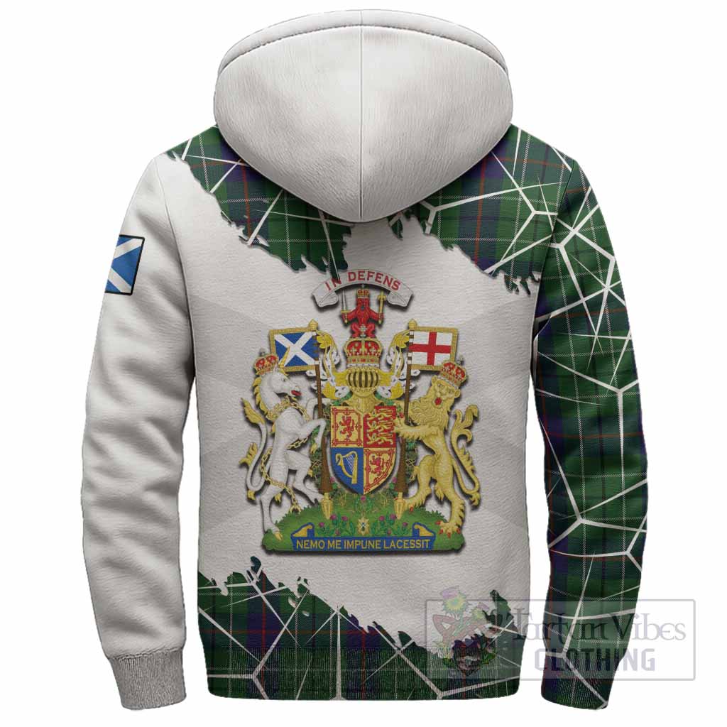 Duncan Tartan Sherpa Hoodie with Family Crest and Lion Rampant Grunge Style