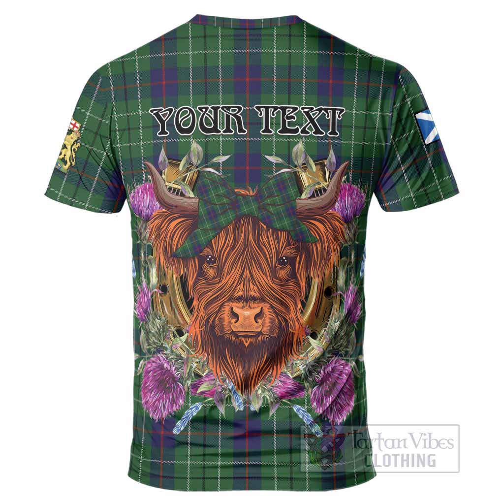 Duncan Tartan T-Shirt Scottish Thistle Heilan Coo