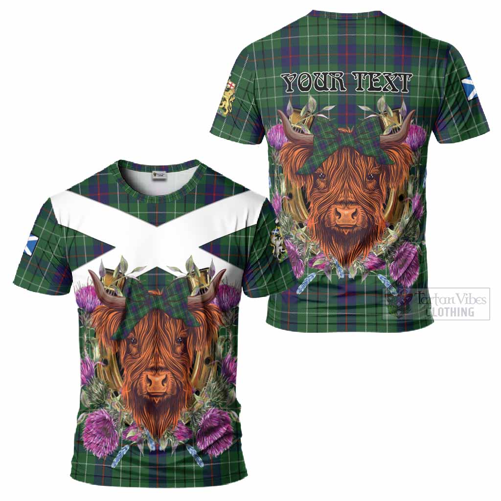 Duncan Tartan T-Shirt Scottish Thistle Heilan Coo