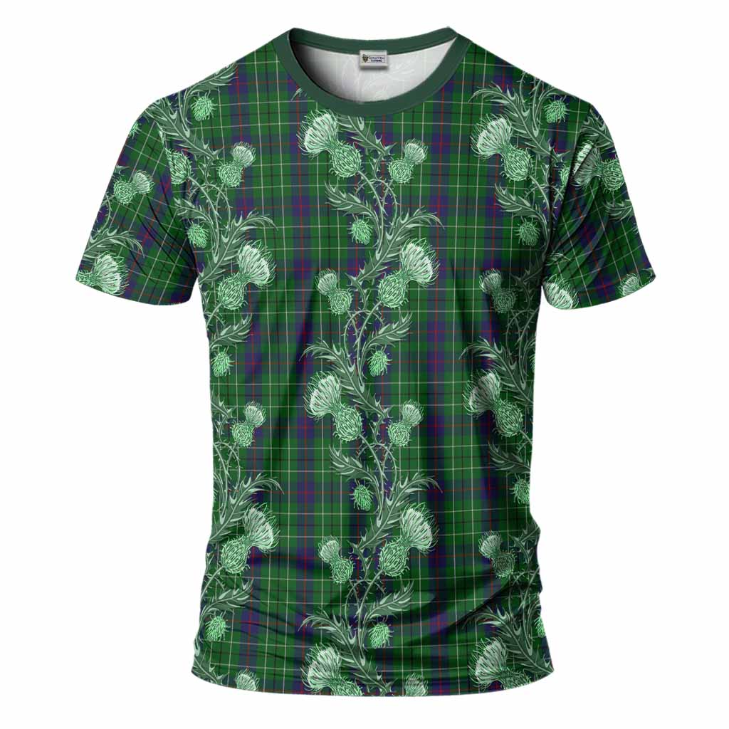 Duncan Tartan T-Shirt Seamless Scottish Thistle Flowers