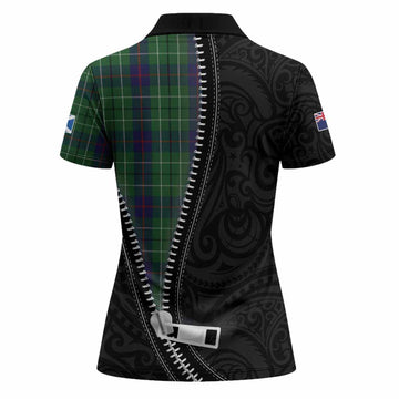 Duncan Tartan Women Polo Shirt New Zealand Pattern Unique Zipper Stylized