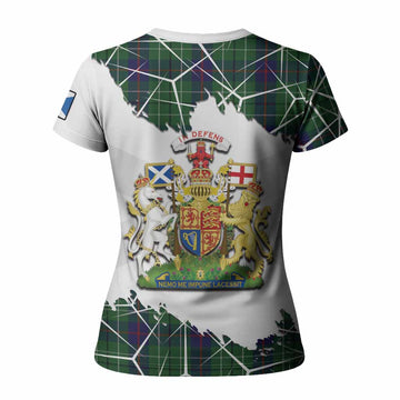 Duncan Tartan Women T shirt with Family Crest and Lion Rampant Grunge Style