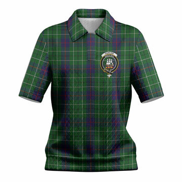 Duncan Tartan Women’s Polo Sweater Top with Family Crest