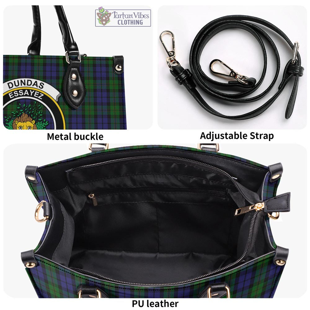 Dundas Tartan Luxury Leather Handbags with Family Crest - Tartan Vibes Clothing