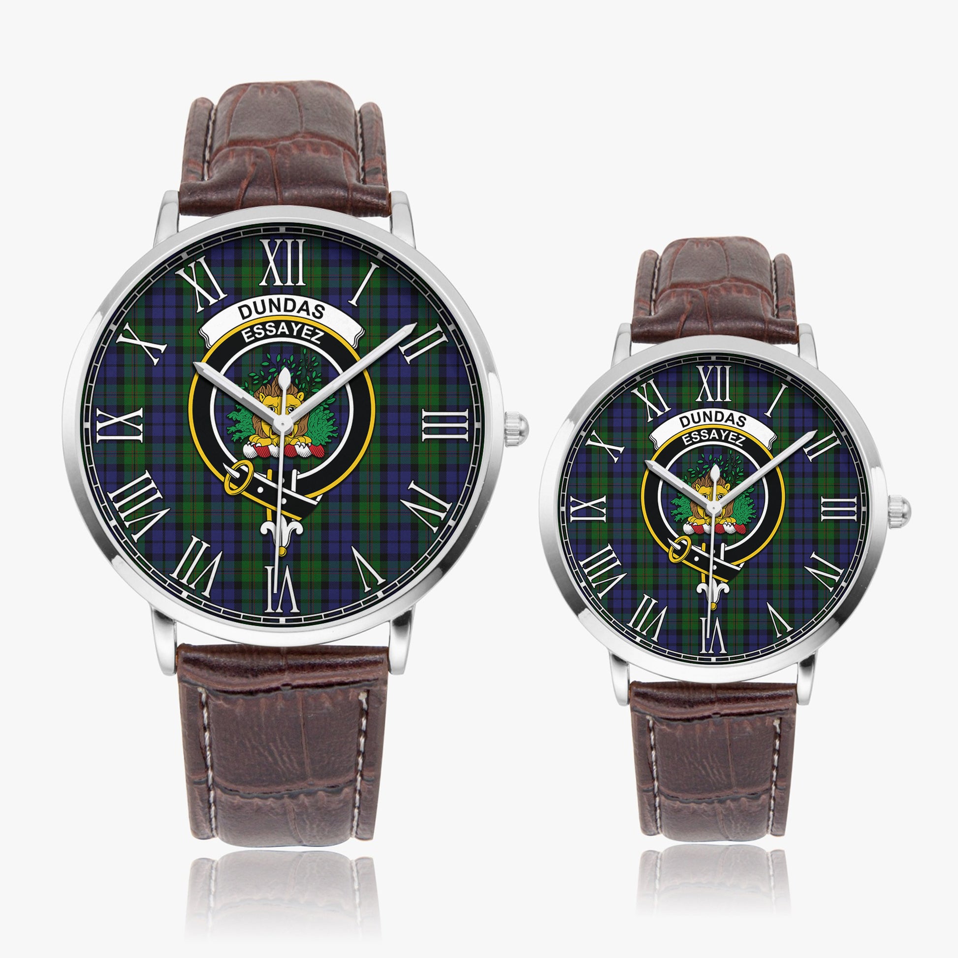 Dundas Tartan Family Crest Leather Strap Quartz Watch - Tartan Vibes Clothing
