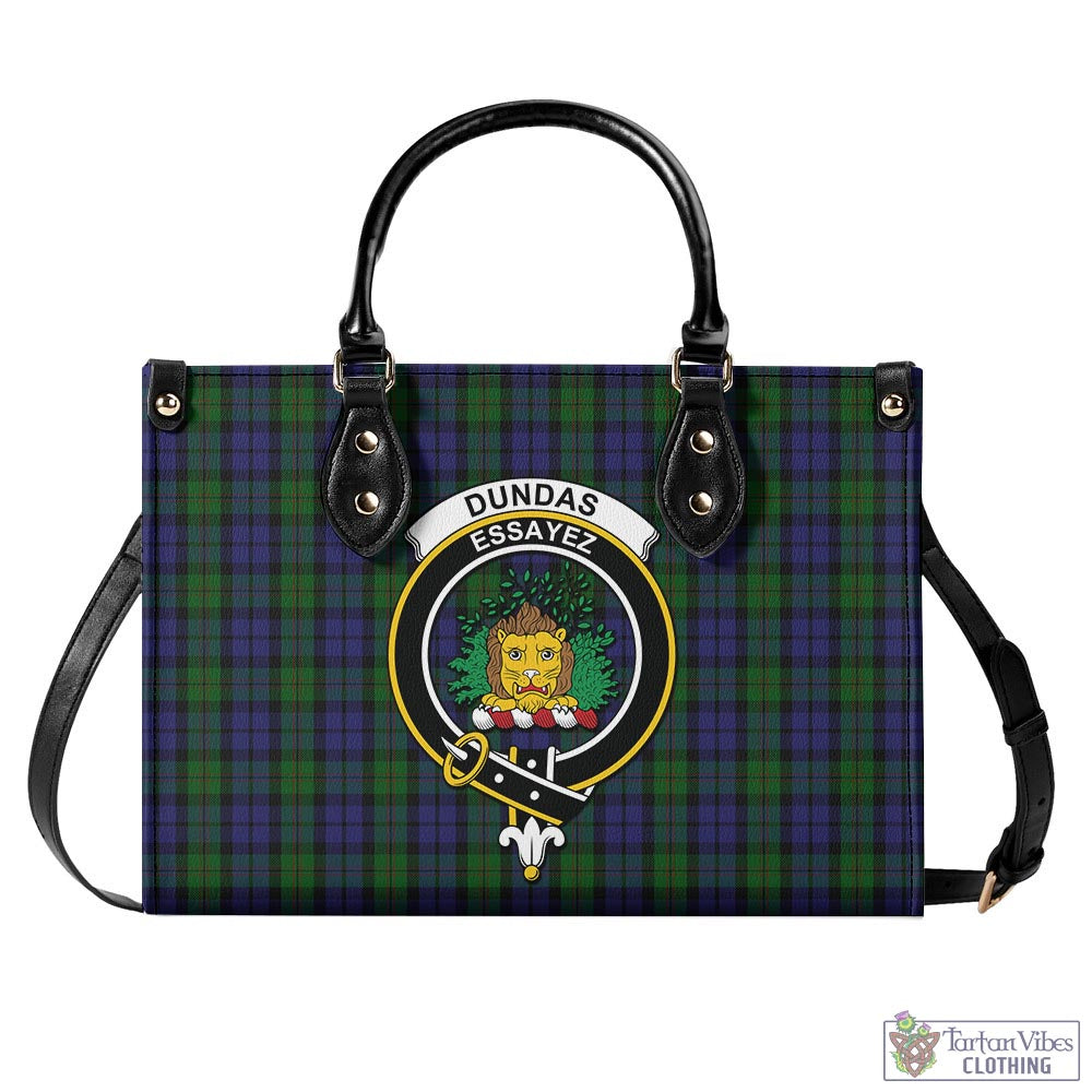 Dundas Tartan Luxury Leather Handbags with Family Crest - Tartan Vibes Clothing