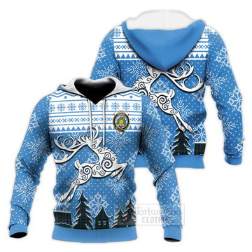 Dundas Clan Christmas Knitted Hoodie Celtic Reindeer Style Unisex Knitted Pullover Hoodie - Tartan Vibes Clothing