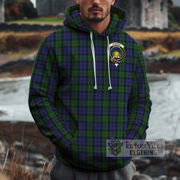 Dundas Tartan Cotton Hoodie with Family Crest Zip Hoodie - Tartan Vibes Clothing