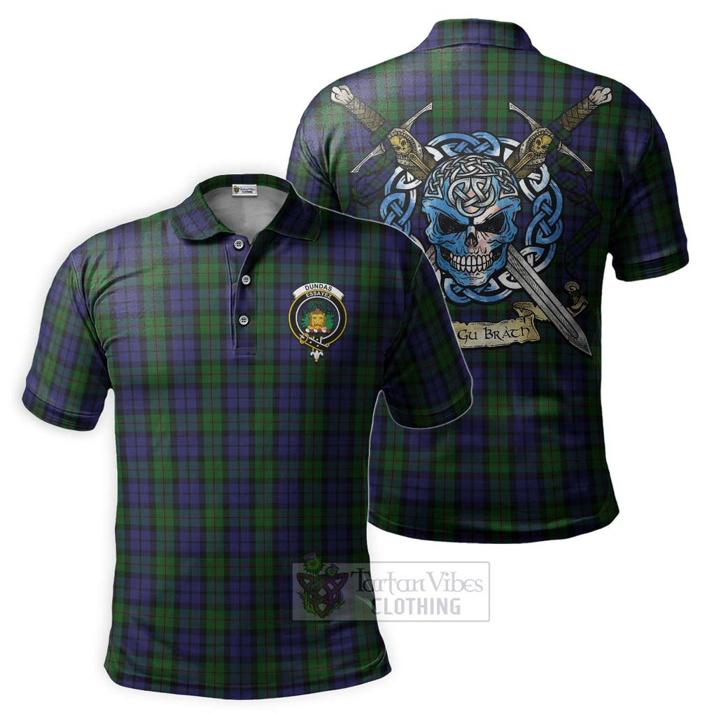 Dundas Tartan Polo Shirt with Family Crest Celtic Skull Style Kid - Tartan Vibes Clothing