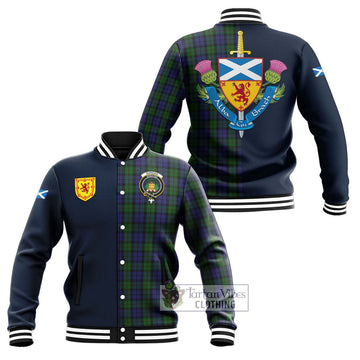 Dundas Tartan Baseball Jacket Alba with Scottish Lion Royal Arm Half Style Unisex - Tartan Vibes Clothing