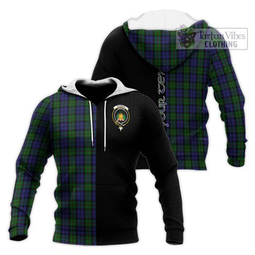 Dundas Tartan Knitted Hoodie with Family Crest and Half Of Me Style Unisex Knitted Pullover Hoodie - Tartan Vibes Clothing