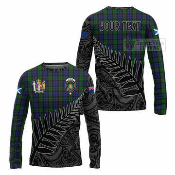 Dundas Crest Tartan Long Sleeve T-Shirt with New Zealand Silver Fern Half Style Unisex - Tartan Vibes Clothing