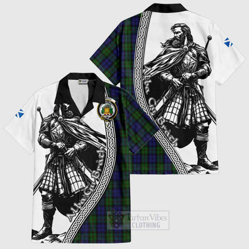 Dundas Tartan Clan Crest Hawaiian Shirt with Highlander Warrior Celtic Style Kid - Tartan Vibes Clothing