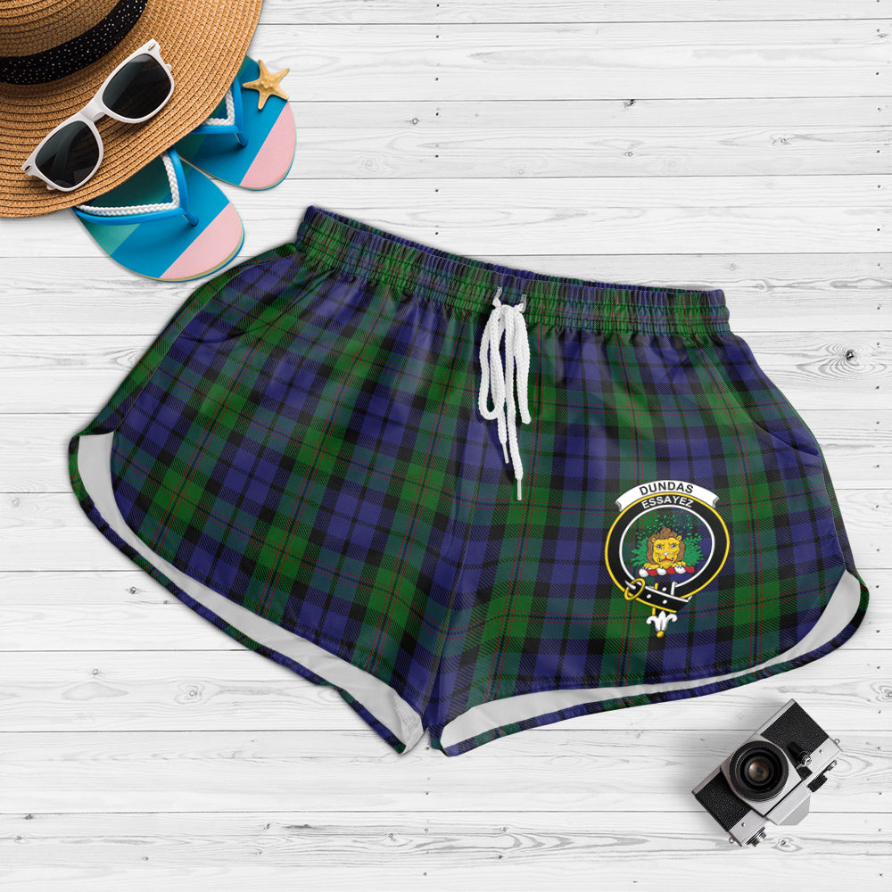 Dundas Tartan Womens Shorts with Family Crest 4XL - Tartan Vibes Clothing