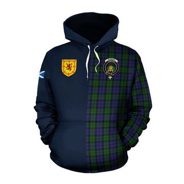 Dundas Tartan Cotton Hoodie Alba with Scottish Lion Royal Arm Half Style Pullover Hoodie XS - Tartan Vibes Clothing