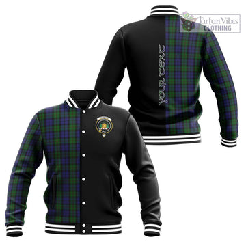 Dundas Tartan Baseball Jacket with Family Crest and Half Of Me Style Unisex - Tartan Vibes Clothing