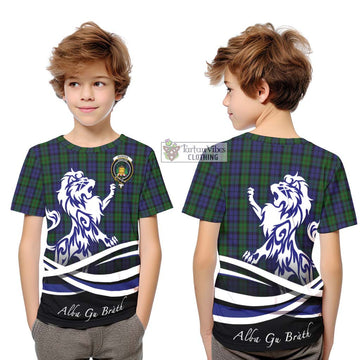 Dundas Tartan Kid T-Shirt with Alba Gu Brath Regal Lion Emblem Youth XL Size14 - Tartan Vibes Clothing