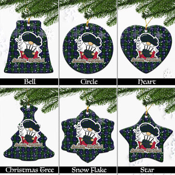 Dundas Tartan Christmas Ceramic Ornaments with Scottish Gnome Playing Bagpipes Ceramic - Tartan Vibes Clothing