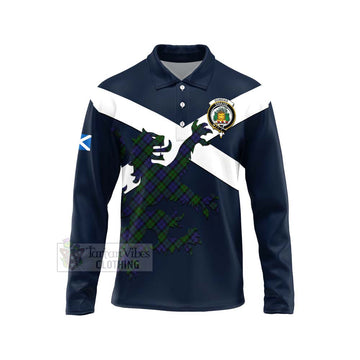 Dundas Tartan Lion Rampant Long Sleeve Polo Shirt Proudly Display Your Heritage with Alba Gu Brath and Clan Name Unisex - Tartan Vibes Clothing
