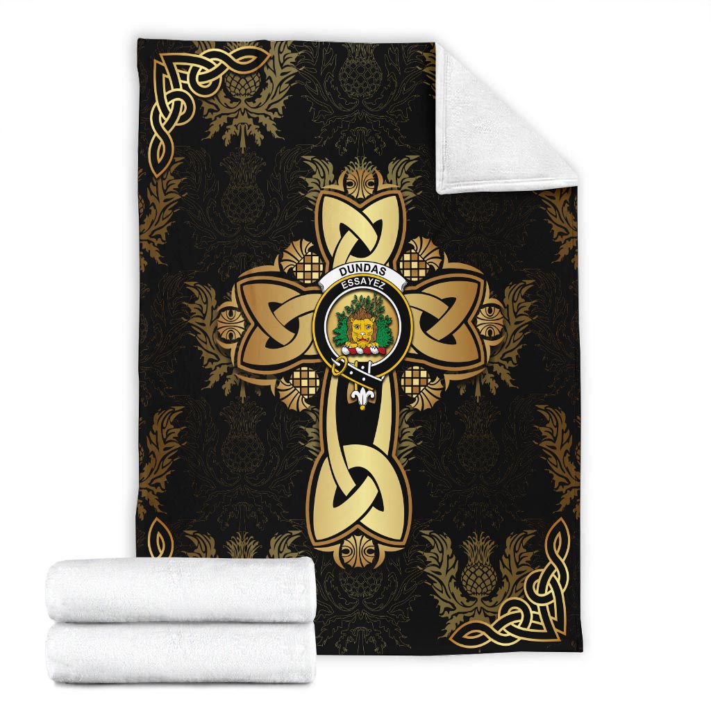 Dundas Clan Blanket Gold Thistle Celtic Style X-Large 59 x 79 inches 150 x 200 cm - 2D-tartanvibesclothing