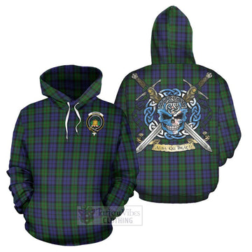 Dundas Tartan Hoodie with Family Crest Celtic Skull Style Zip Hoodie - Tartan Vibes Clothing