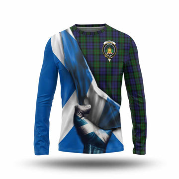 Dundas Tartan Long Sleeve T-Shirt with Family Crest Scotland Patriotic Style Unisex - Tartan Vibes Clothing