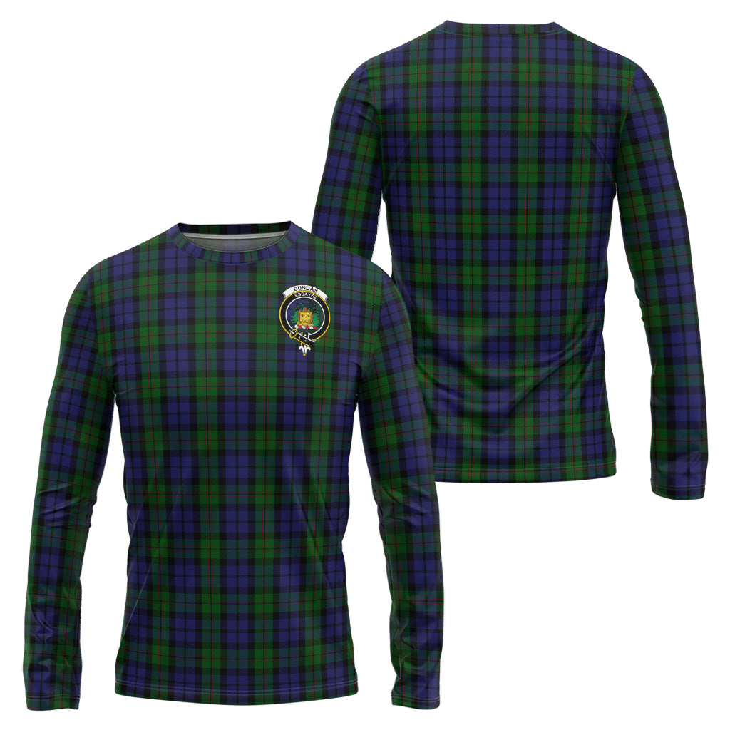 Dundas Tartan Long Sleeve T-Shirt with Family Crest Unisex - Tartan Vibes Clothing